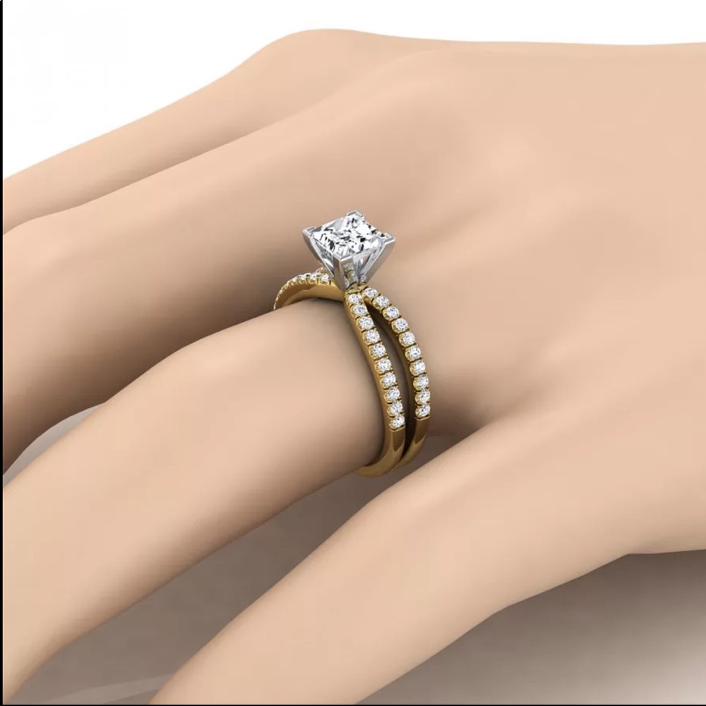 New Women’s Yellow Gold Square Cut Diamond Ring - Picture 2 of 2